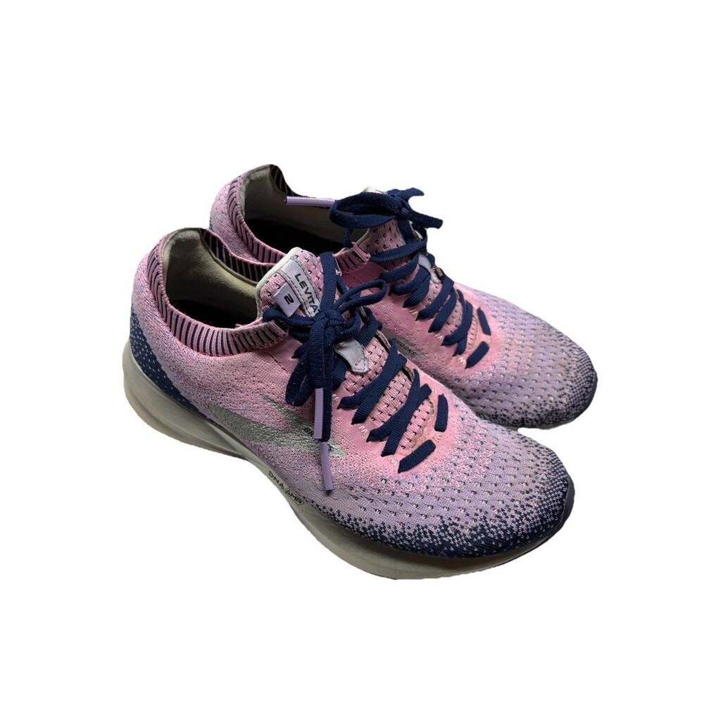 Brooks Levitate 2 Running Shoes Womens Sz 7.5 Purple Pink Fit Knit DNA AMP Road